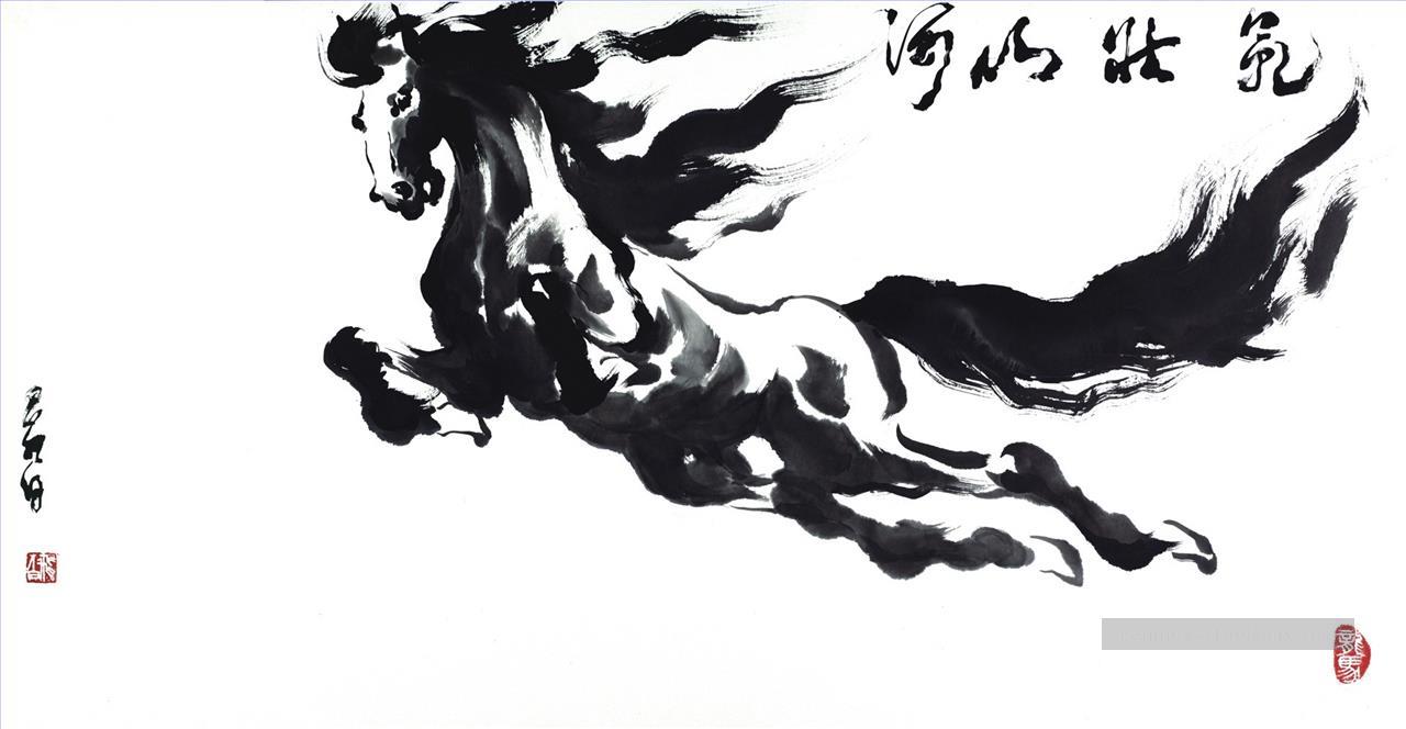 Le cheval volant à l’encre de Chine Noire et blanche Peintures à l'huile